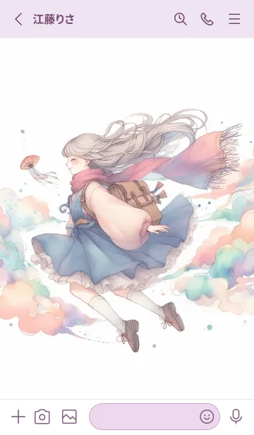 [LINE着せ替え] 水彩雲の上を漂うの画像2