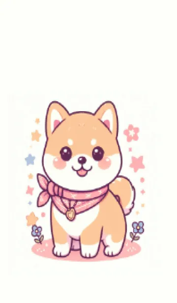 [LINE着せ替え] ピンクの夢見る子犬の画像1