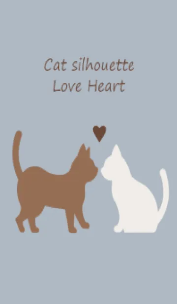 [LINE着せ替え] Cat silhouette Love Heart ブルーの画像1