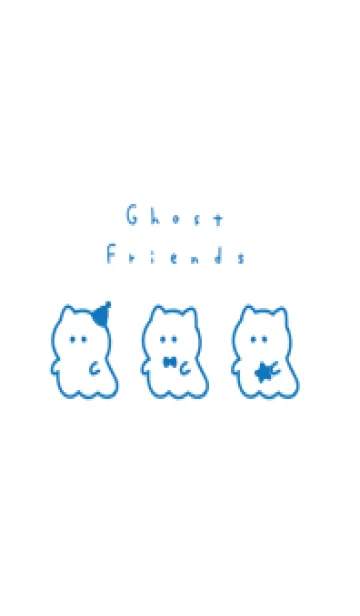 [LINE着せ替え] ねこおばけ。青と白の画像1