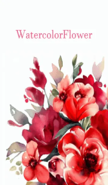[LINE着せ替え] Watercolor Red Flower-hisatoto 61の画像1