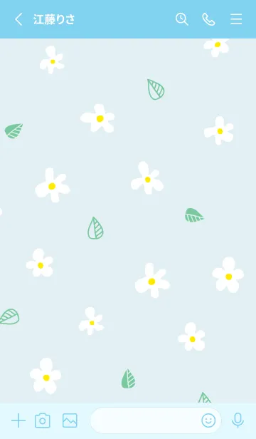 [LINE着せ替え] かわいい白い花と葉っぱ27の画像2