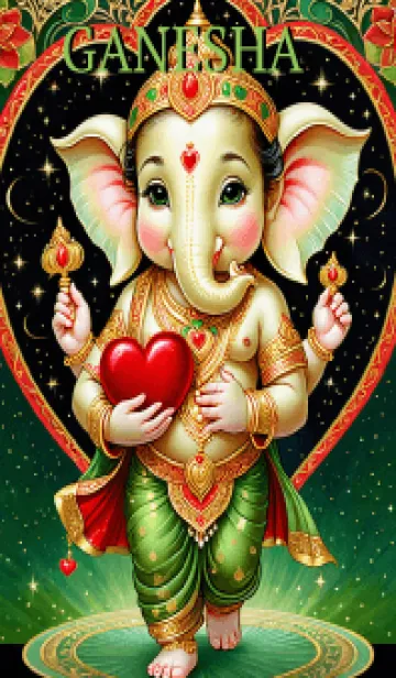 [LINE着せ替え] Green Ganesha : forLucky Rich Theme (JP)の画像1