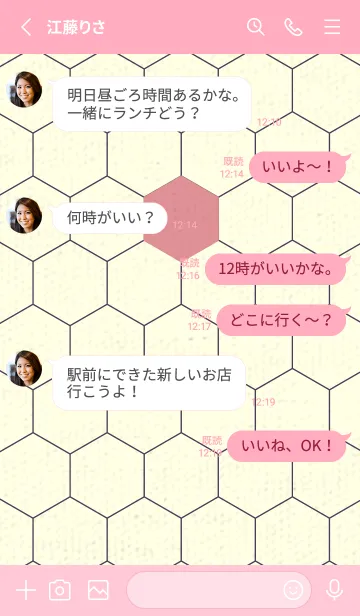 [LINE着せ替え] 六角形のきせかえ オールドローズの画像3