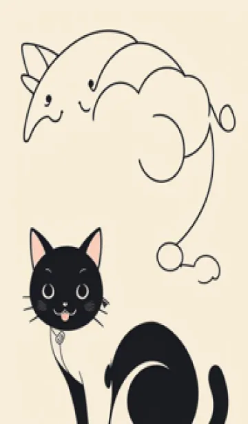 [LINE着せ替え] 快適な良い一日 - 可愛い黒猫 qkZLnの画像1