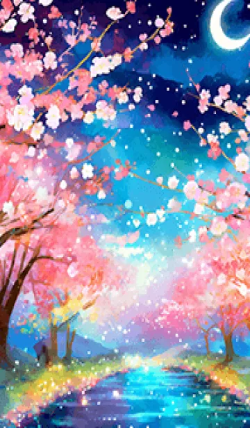 [LINE着せ替え] 美しい夜桜の着せかえ#600の画像1