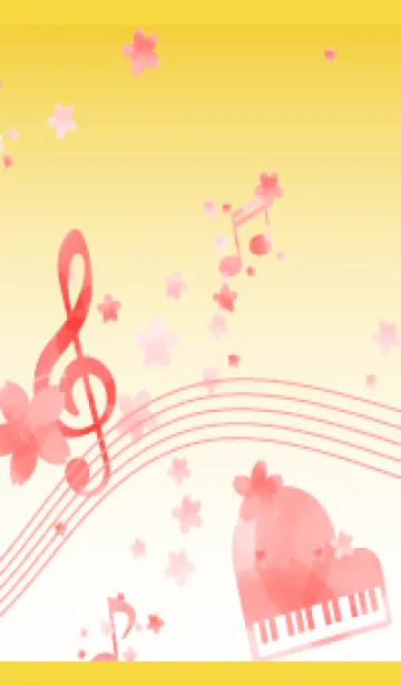 桜と音符 黄の着せ替えメイン画像