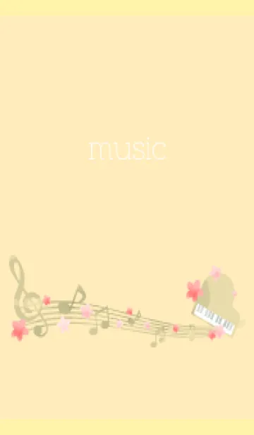 桜と音符 薄い黄色の着せ替えメイン画像