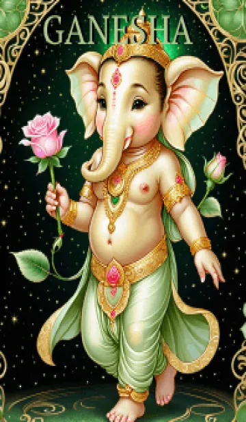 [LINE着せ替え] Green Ganesha : for Rich Theme (JP)の画像1