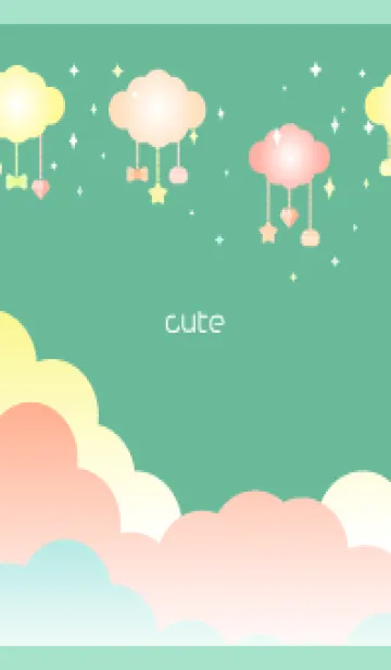 [LINE着せ替え] 雲ときらきら 青緑の画像1