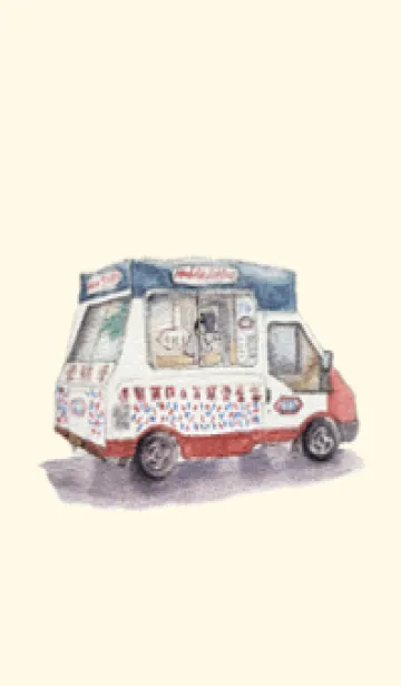 [LINE着せ替え] ハッピーアイスクリームトラック（水彩）の画像1