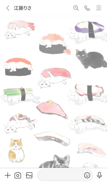 [LINE着せ替え] 寿司ねこ+ブルちゃんの画像2