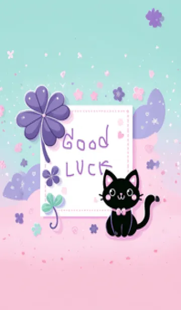 [LINE着せ替え] 幸運のクローバーと黒猫の画像1