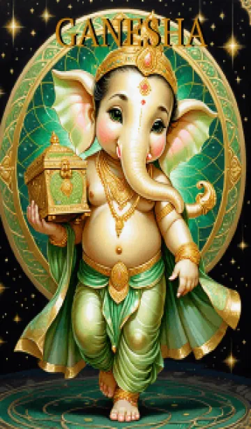 [LINE着せ替え] Green Ganesha:for Rich & Rich Theme (JP)の画像1