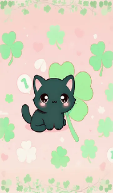 [LINE着せ替え] 幸運のクローバーと黒猫 19の画像1