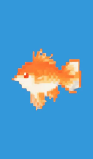 [LINE着せ替え] 金魚のドット絵のきせかえ Blue 01の画像1