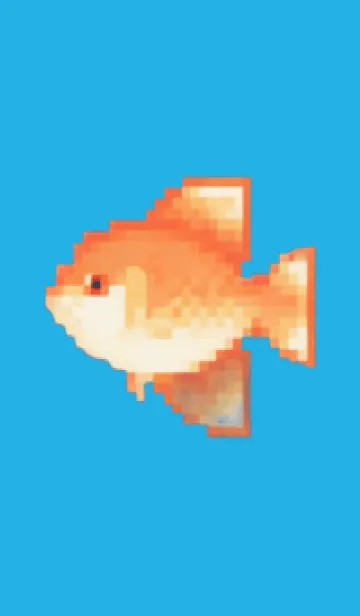 [LINE着せ替え] 金魚のドット絵のきせかえ Blue 04の画像1