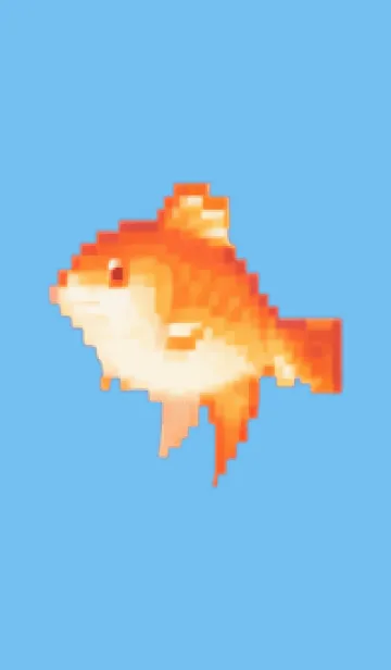 [LINE着せ替え] 金魚のドット絵のきせかえ Blue 05の画像1