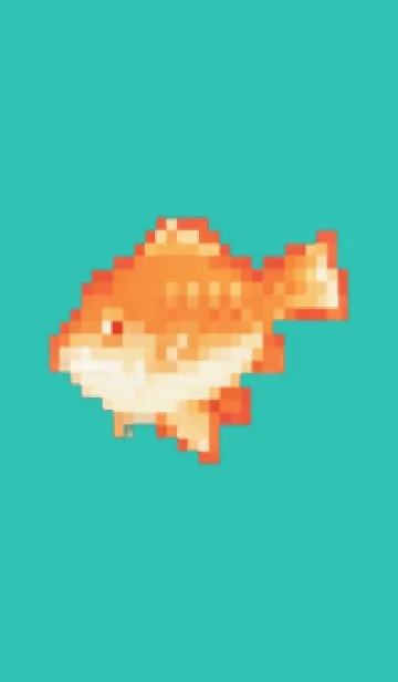 [LINE着せ替え] 金魚のドット絵のきせかえ Green 08の画像1