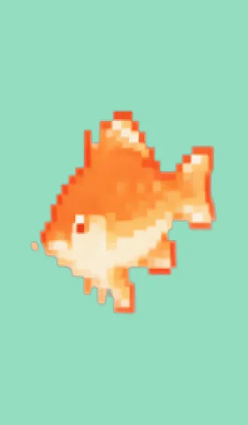 [LINE着せ替え] 金魚のドット絵のきせかえ Green 05の画像1