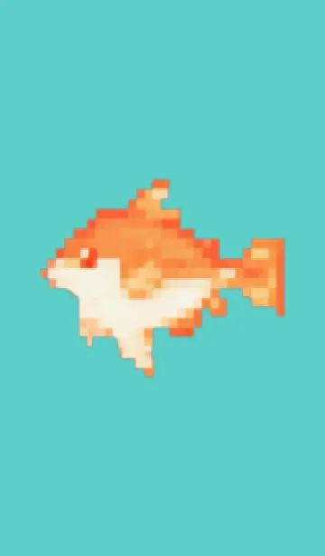 [LINE着せ替え] 金魚のドット絵のきせかえ Green 10の画像1