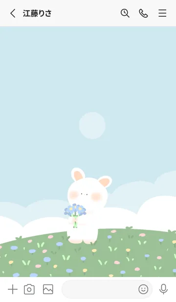 [LINE着せ替え] White Bear's Flower Fieldの画像2