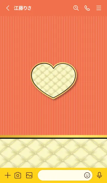 [LINE着せ替え] キルティングのハート 赤と黄色の画像2