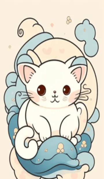 [LINE着せ替え] 快適な良い一日 - 可愛い白猫 SFMHRの画像1