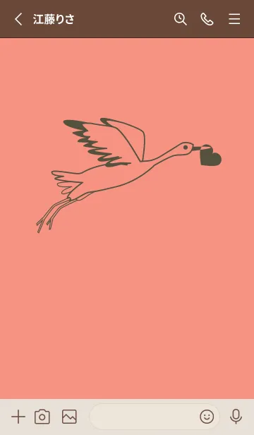 [LINE着せ替え] 鳥とハート 鮭色の画像2