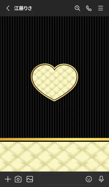 [LINE着せ替え] キルティングのハート 黒色の画像2