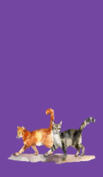 [LINE着せ替え] purple 二匹の猫の画像1