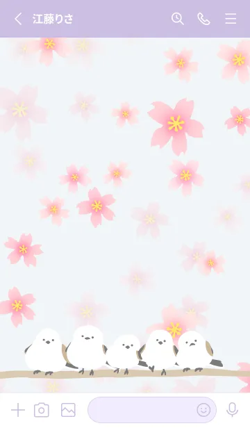 [LINE着せ替え] シマエナガ 桜咲く27の画像2