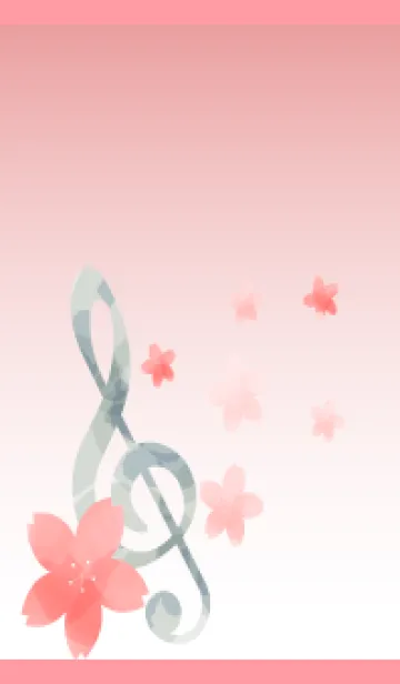 [LINE着せ替え] さくらとト音記号 薄いピンクの画像1