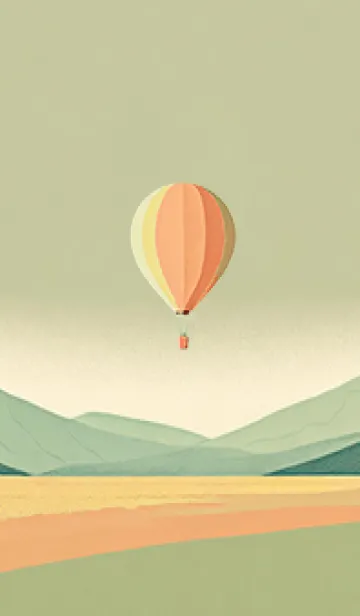 [LINE着せ替え] 【シンプル】気球と山の風景のイラストの画像1