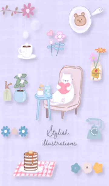 [LINE着せ替え] purple のんびり猫さん05_1の画像1