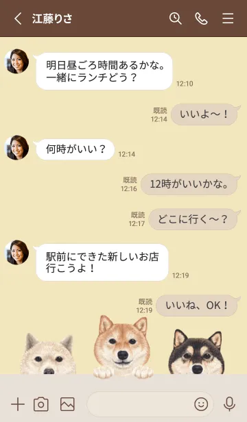 [LINE着せ替え] ワンワン！- 柴犬 - クリーム イエローの画像3