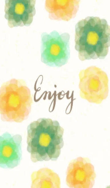 [LINE着せ替え] 水彩 花 緑と黄色5の画像1