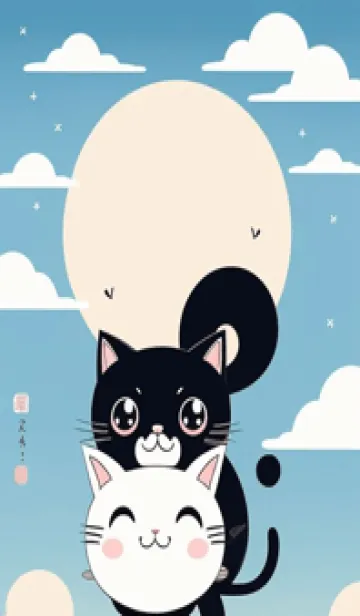 [LINE着せ替え] 快適な良い一日 - 可愛い黒猫 M2xm0の画像1