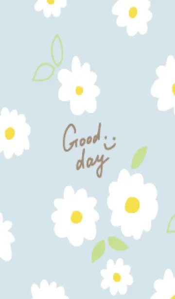 [LINE着せ替え] 白いお花と葉っぱ。13の画像1