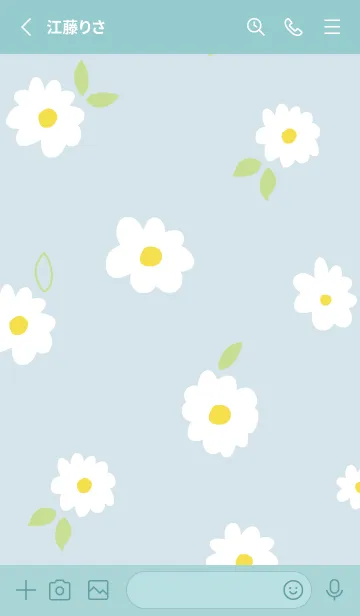 [LINE着せ替え] 白いお花と葉っぱ。13の画像2