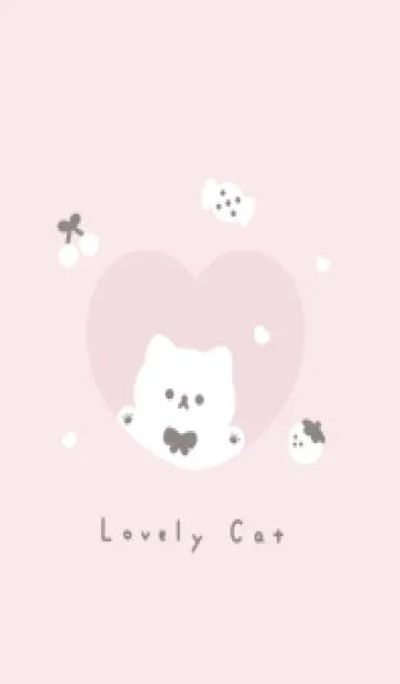 [LINE着せ替え] こねことハート / ピンクと白の画像1