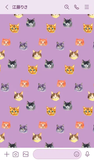 [LINE着せ替え] light purple 猫の顔の画像2