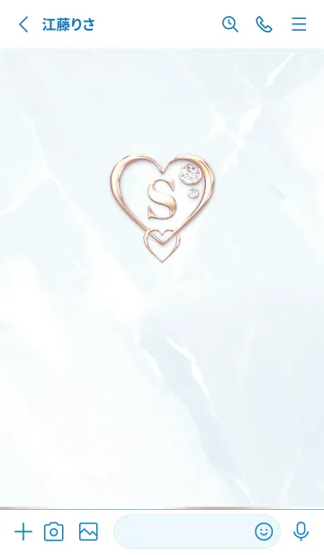 [LINE着せ替え] 【 S 】 Heart Charm & Initial - Blue Gの画像2