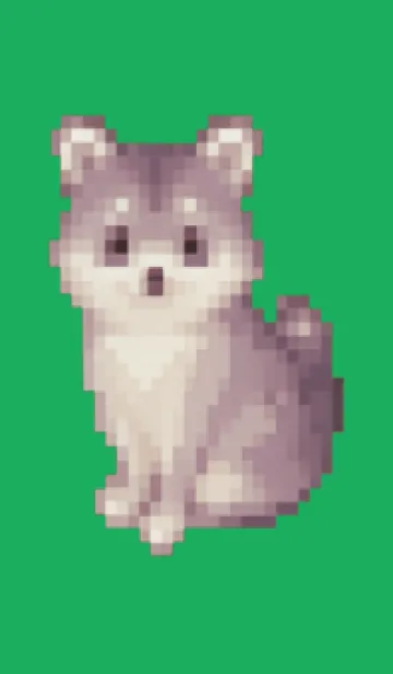 [LINE着せ替え] たぬきのドット絵のきせかえ Green 01の画像1