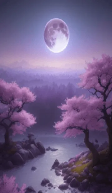 [LINE着せ替え] 夜に満開の桜 5VT52の画像1