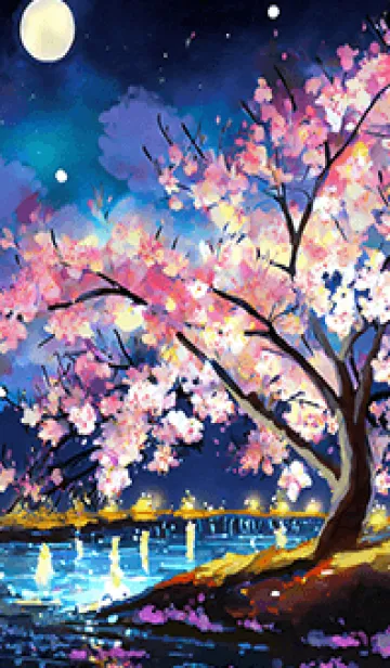 [LINE着せ替え] 美しい夜桜の着せかえ#719の画像1