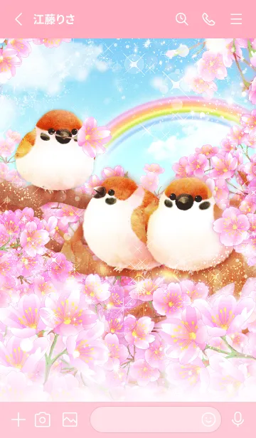 [LINE着せ替え] 良い福をもたらす「福良雀と寒桜」の画像2