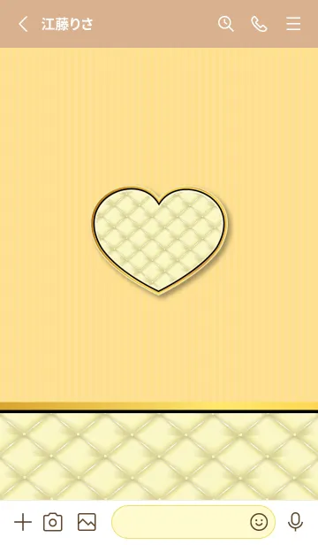 [LINE着せ替え] キルティングのハート 薄茶と黄色の画像2
