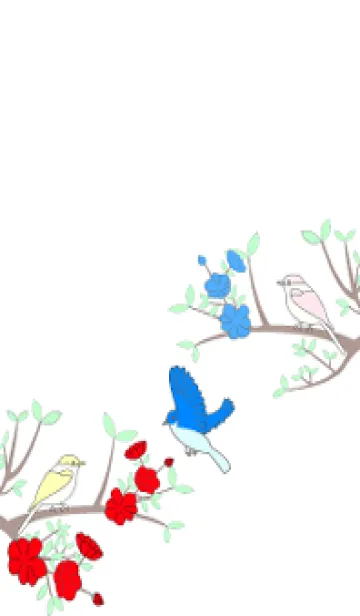 [LINE着せ替え] 鳥と花の写真2-白いバージョンの画像1