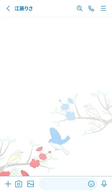 [LINE着せ替え] 鳥と花の写真2-白いバージョンの画像2